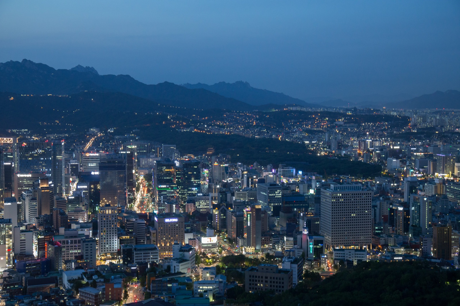Seoul city skyline viewed across the urban landscape
